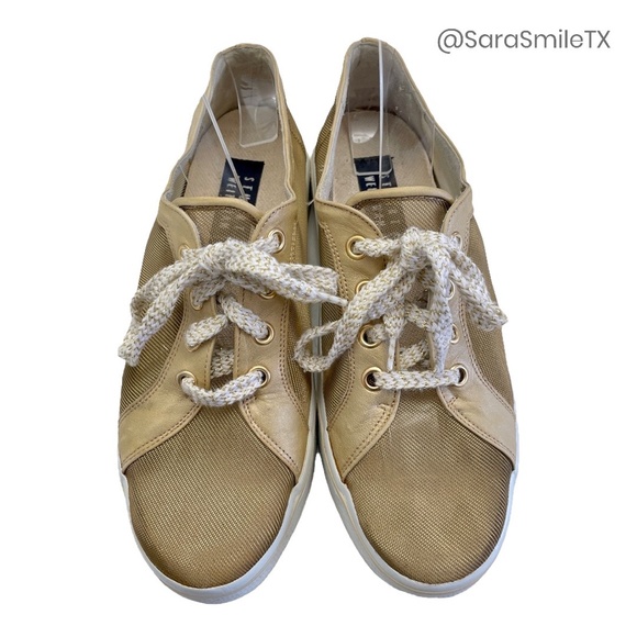 STUART WEITZMAN Metallic Gold Mesh Low Top Fashion Sneakers - Picture 16 of 16